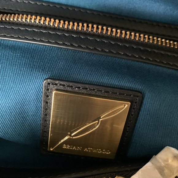 Designer Brian Atwood Leather AHAVEN Tassel Zip Pocket BLACK Tote Hand Bag NWT - Picture 8 of 13